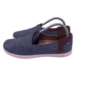 Chaco Ionia Casual Denim Blue Slip On Loafers Shoes Canvas Leather Womens 8.5